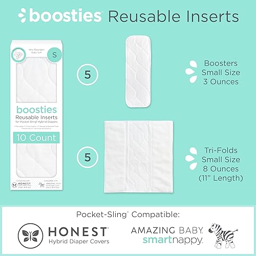 Miniatura 2 de Super Boosties - Pañales de tela reutilizables, juego de 10, se adapta a pañales híbridos honestos, se adapta a un bebé increíble, compatible con