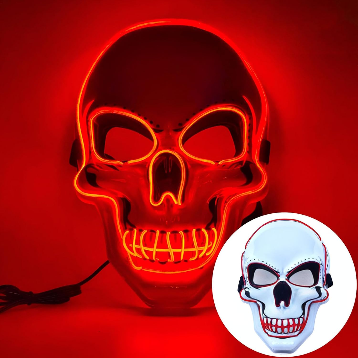 Halloween Mask LED Light up Costumes Scary Mask for Party Supplies Favor Halloween Mask LED Light up Costumes Scary Mask for Party Supplies Favor