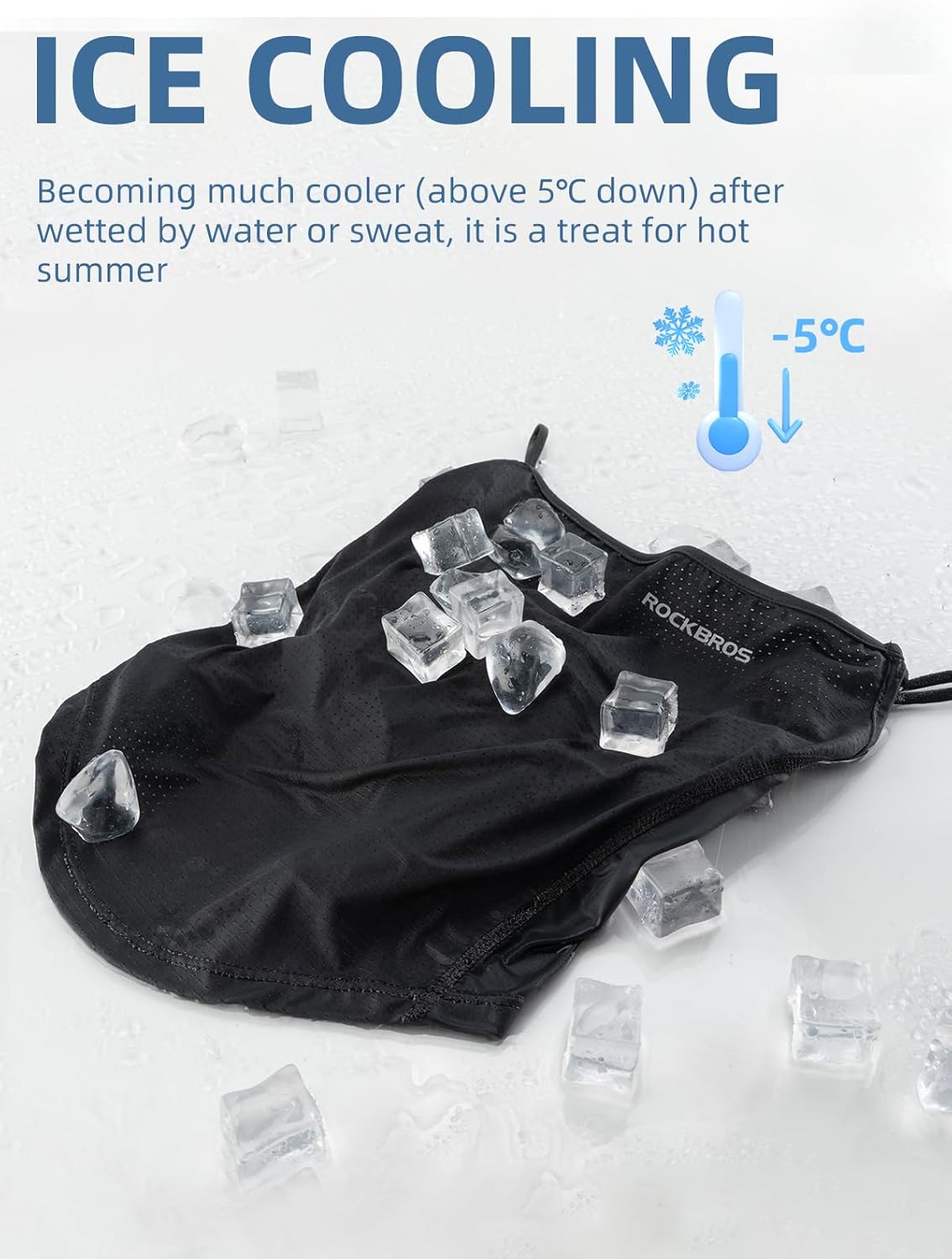 ROCKBROS Neck Gaiter Face Mask Scarf Bandanas Tube UV Protection UPF 50+ Headwear Balaclava Outdoor Sport for Men and Women Black - Image 2