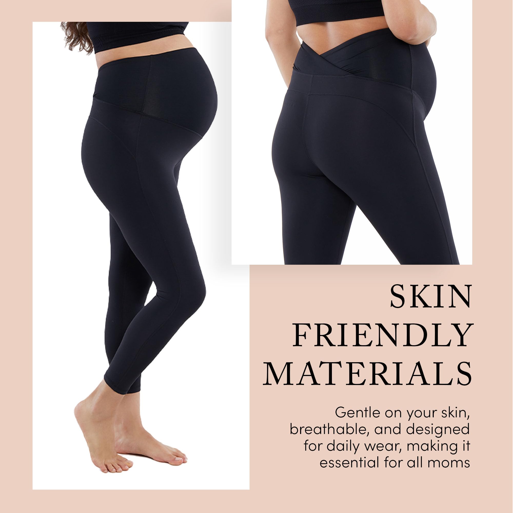 Ingrid & Isabel Basics 7/8 Active Umstands-Leggings mit Crossover-Panel, Bauchstütze, Schwarz