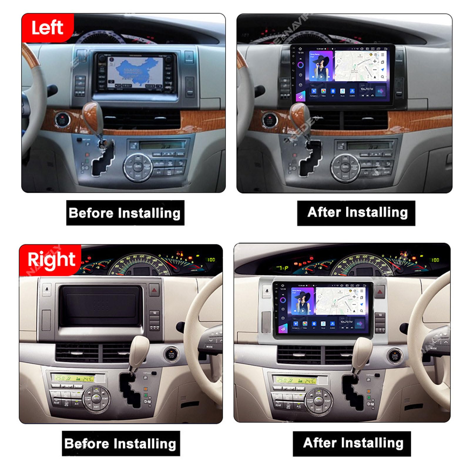 EsaSam Android 13 Car Stereo QLED Display Compatible with Toyota Previa 2006~2012 Touch Screen 9 Inch Car Radio with Car Play Bluetooth Navigation Android Car Radio FM RDS SWC,8 Core NF7 8G+256G