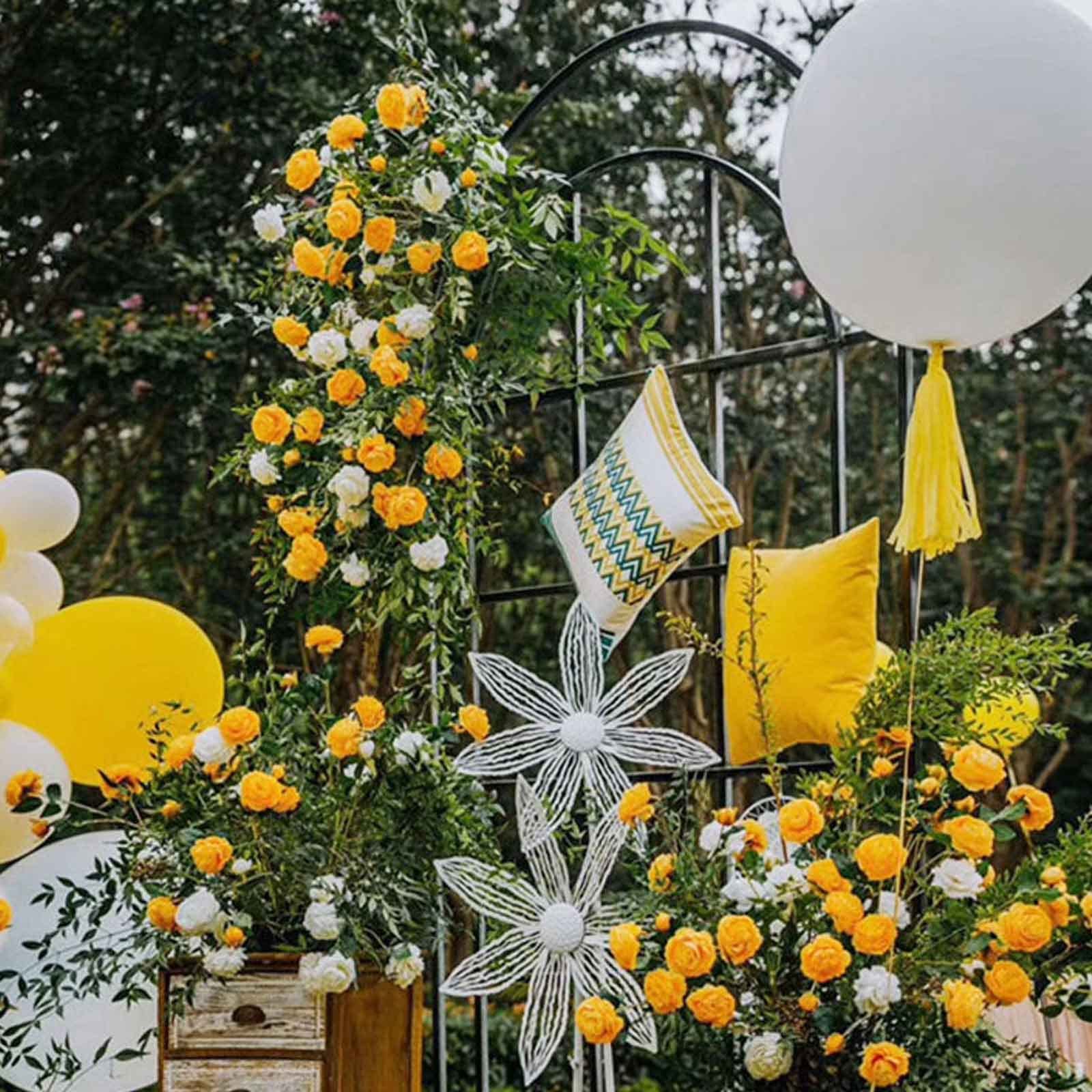 ALKOY 6Ft / 7Ft Metall-Hochzeitsbogen, Geometrische Form, Hochzeits-Fotoautomaten-Hintergrundständer Für Hochzeiten, Partys, Drinnen, Draußen, Kulissen, Gartendekorationen/Schwarz/1* Groß+1* Klein