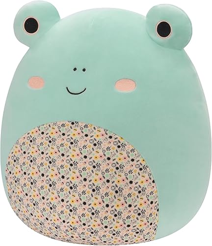 Miniatura 2 de Squishmallows Original Fritz Green Frog de 14 pulgadas con vientre estampado de Pascua - Peluche grande oficial de Jazwares