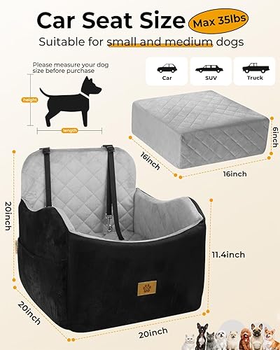 Miniatura 2 de Asiento de automóvil para perros pequeños/medianos, desmontable y lavable, asiento elevador de perro de menos de 35 libras, espuma viscoelástica de