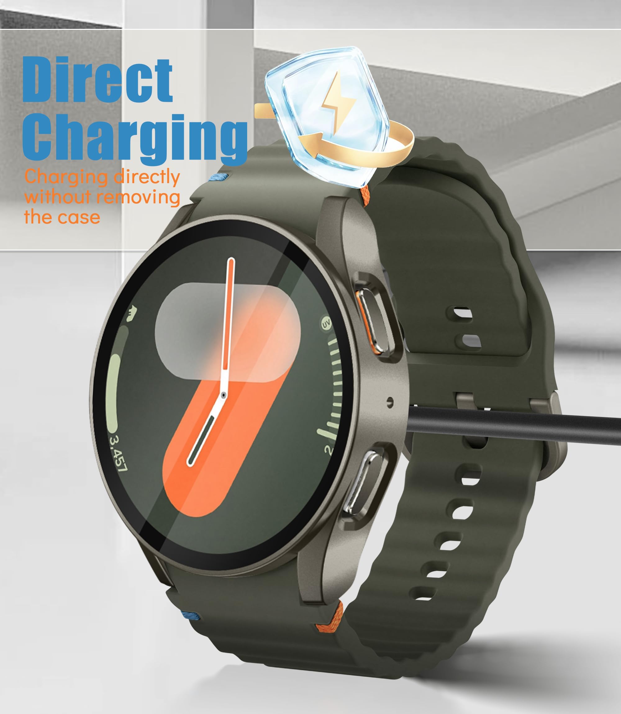 Etui do Samsung Galaxy Watch 7 40 mm, odporne na zarysowania, ochrona ekranu ze szkła hartowanego, czuły dotyk, pełna okładka do Samsung Galaxy Watch 7 40 mm, zielona