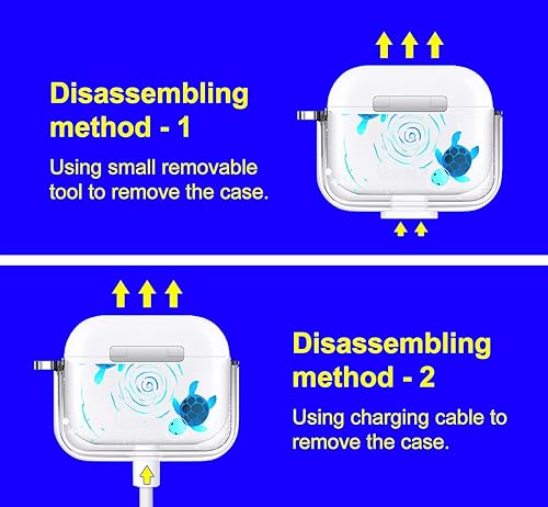 Miniatura 6 de MOSNOVO Funda para Airpods Pro 2, funda para Airpods Pro, funda protectora transparente con estampado de tortuga espacial con anillo de metal duro