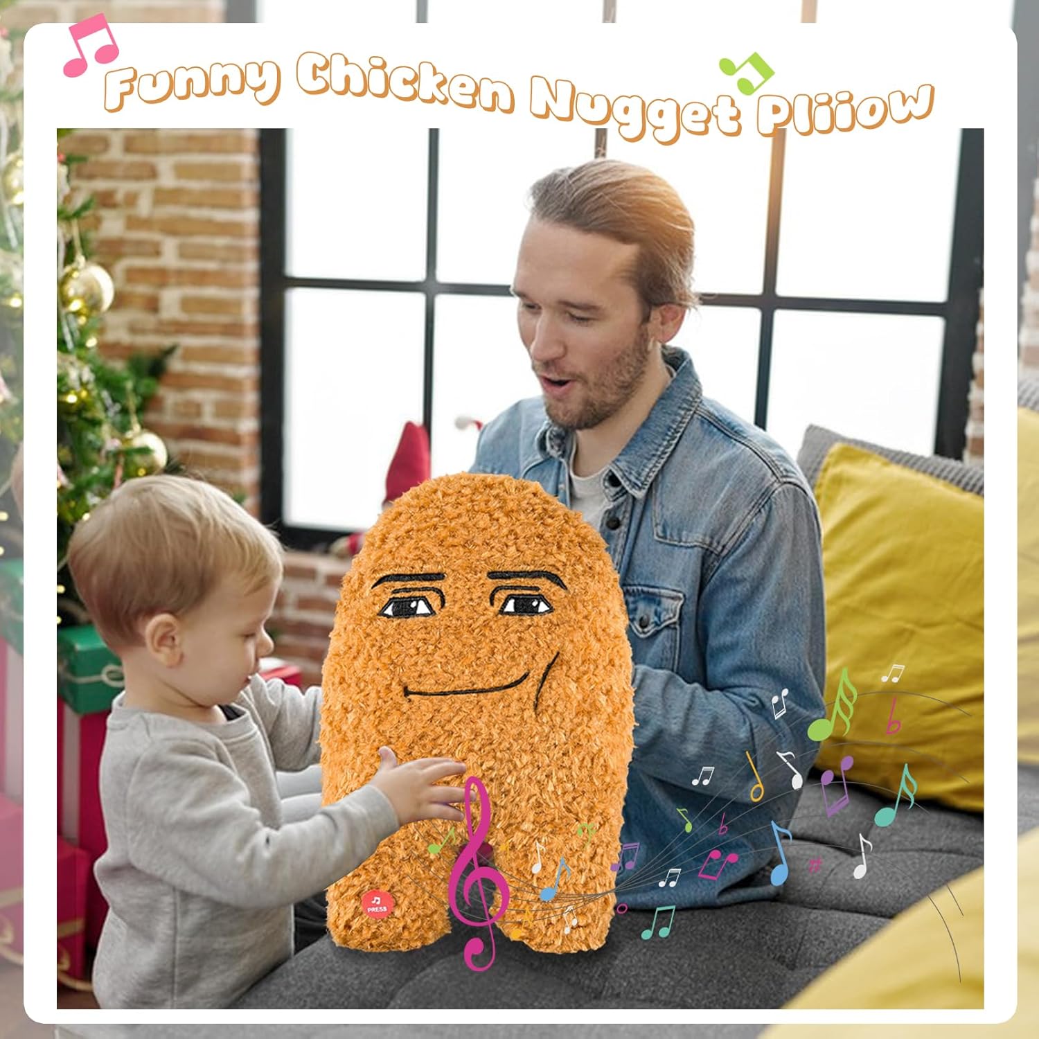 Plush Toy,14.8 in Singing Cotton Eye Joe Plush Funny Chicken Nugget Pillow Toys for Fans-Meme Plush