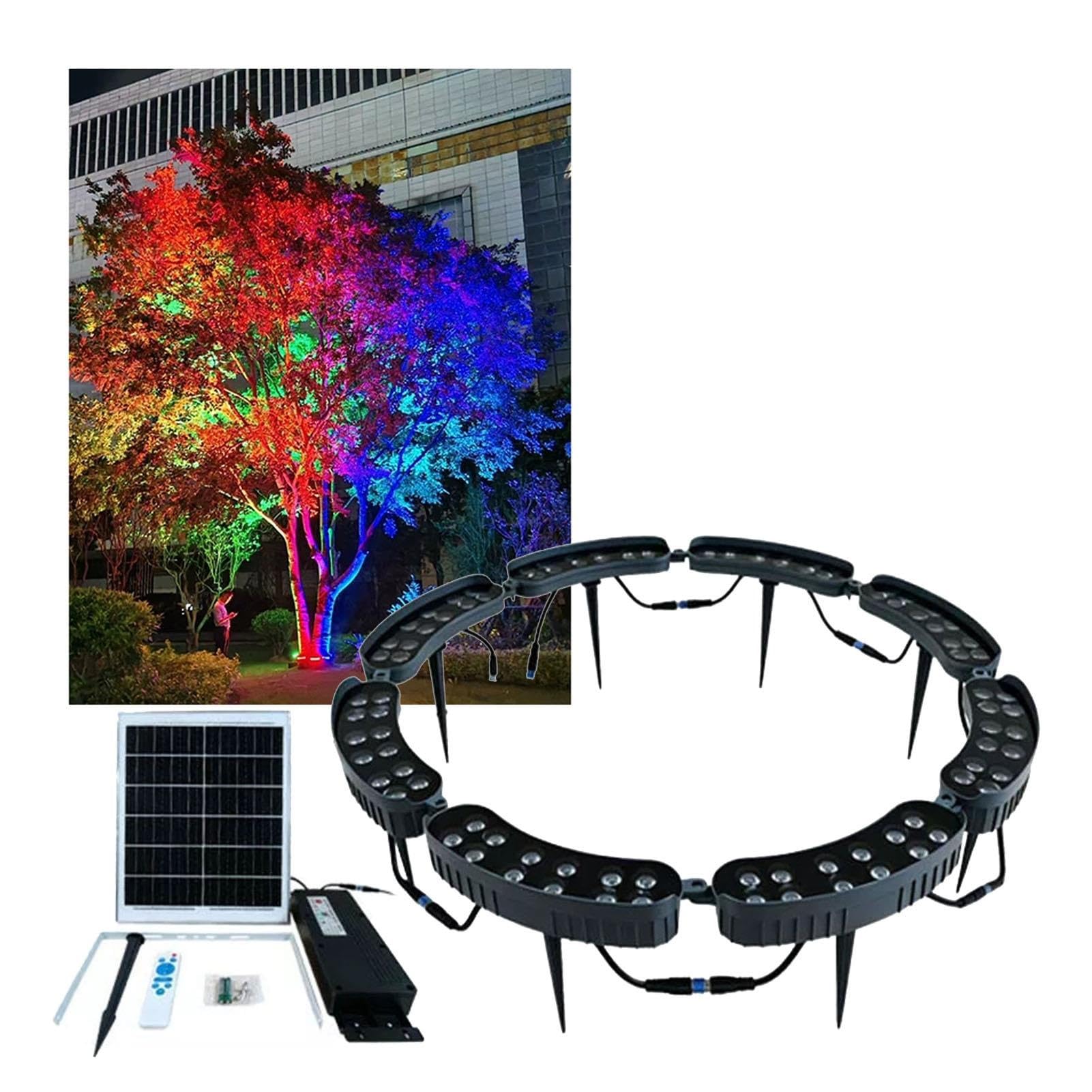 Anello Luminoso Per Albero A LED RGB Solare, Luce Esterna Con Telecomando