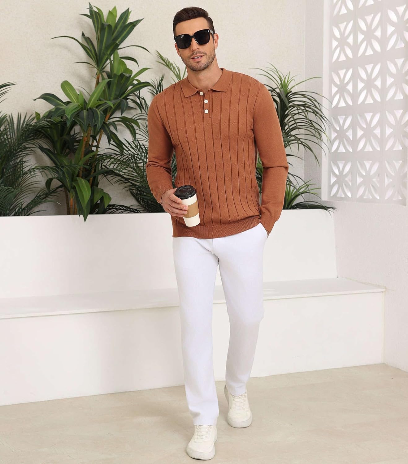 Lexiart Men's Knit Sweater Long Sleeve Textured Warm Casual - Image 2