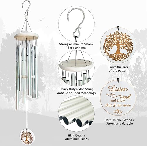 Miniatura 2 de Campanillas de viento para exteriores, campanillas de viento de 33 pulgadas para la pérdida de un ser querido, regalos conmemorativosde condolencias