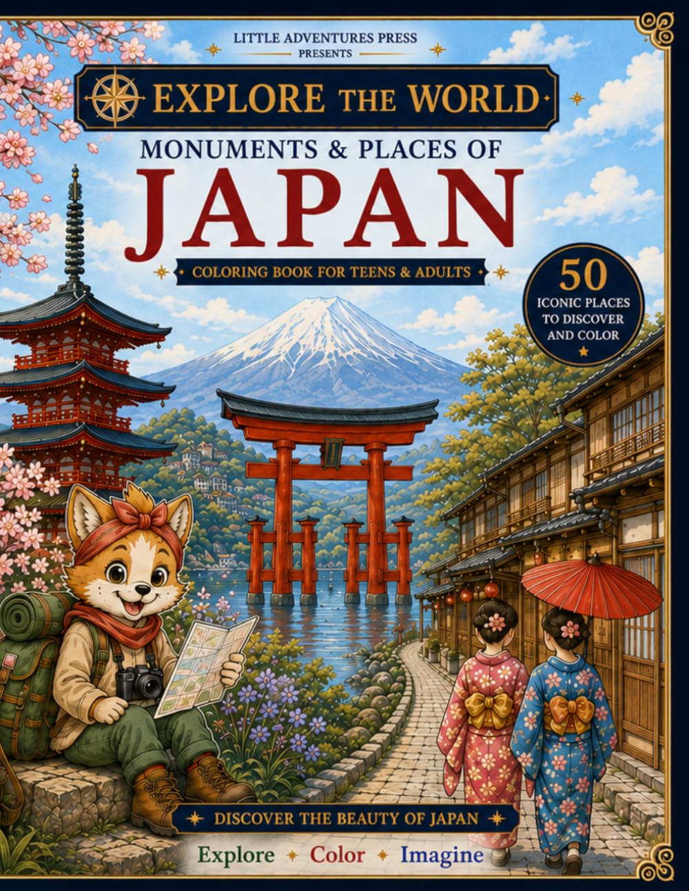 Munuments & Places of Japan: 50 Iconic places to discover and color (Explore the World)