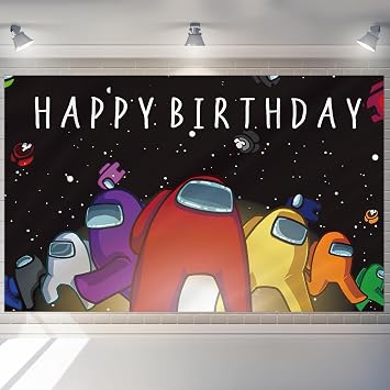 1Pack Among Party Decoration Banner Photography Background for Kids Birthday Party Among Photo Booth Props 4.16X2.3 Ft red-04