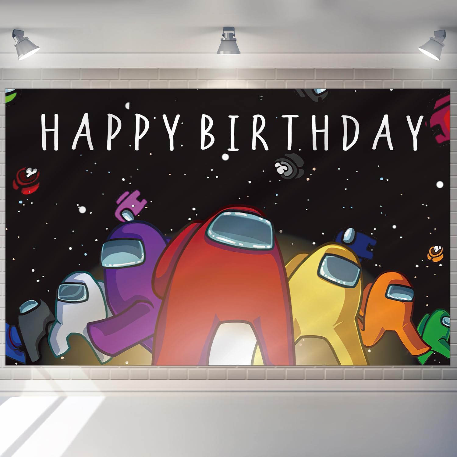 Photo 1 of 1Pack Among Party Decoration Banner Photography Background for Kids Birthday Party Among Photo Booth Props (4.16X2.3 Ft) (red-04)