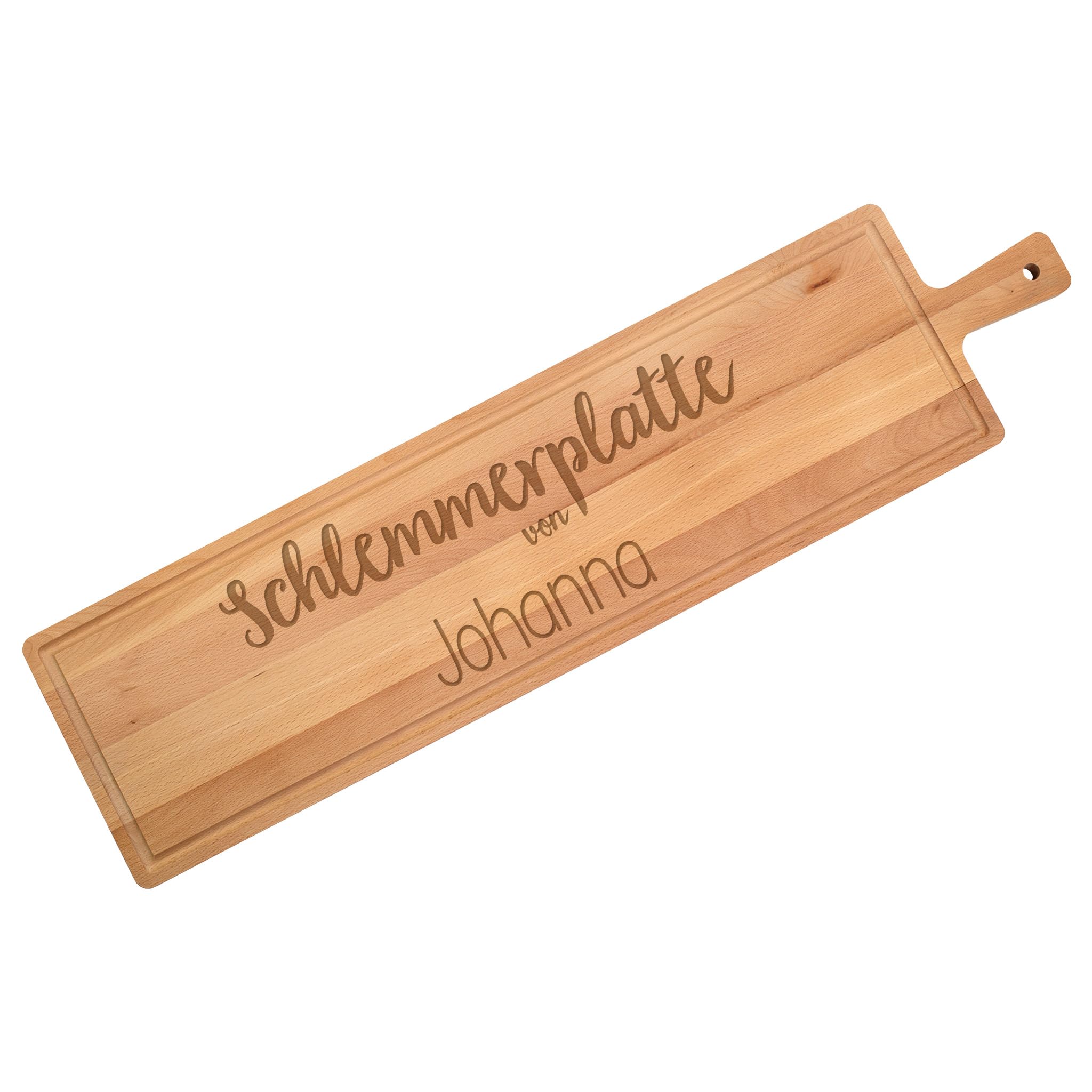 Herz & Heim® XXL Schneidebrett aus Buchenholz mit Gravur – personalisierbar mit Name & Text – Servierbrett 80 cm (Schlemmerplatte)