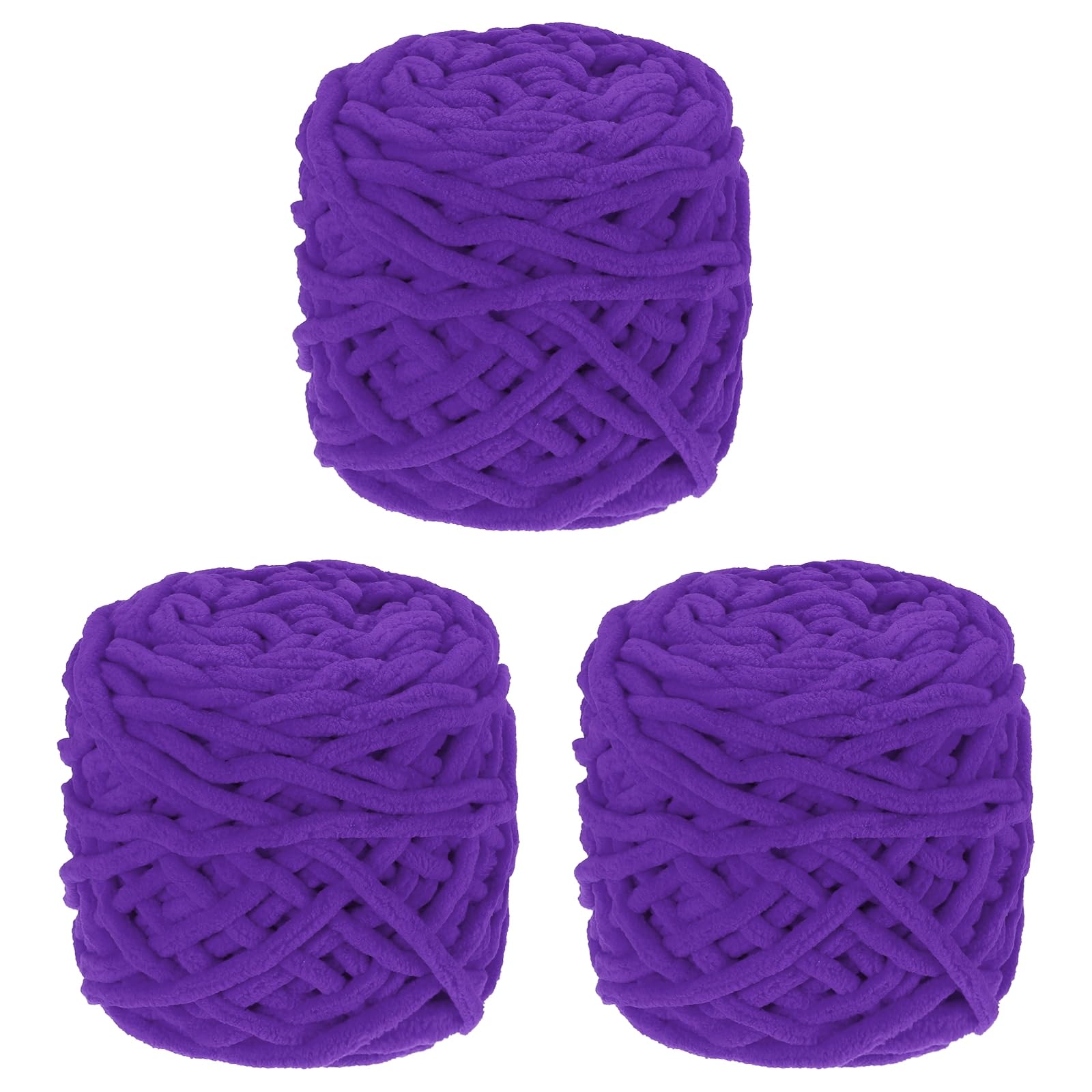 sourcing map 3 Pcs Blanket Yarn, 49 Yards Fluffy Velvet Plush Bulky Thick Chenille Chunky Yarns for Soft Velvet Blanket Shawl Scarf Crochet Hand Knitted Crafts, Purple