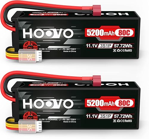 HOOVO 3S Lipo Batería 5200mAh 11.1V 80C Hardcase RC Batería con T Plug para RC Cars RC Truck Helicóptero Avión (paquete de 2)