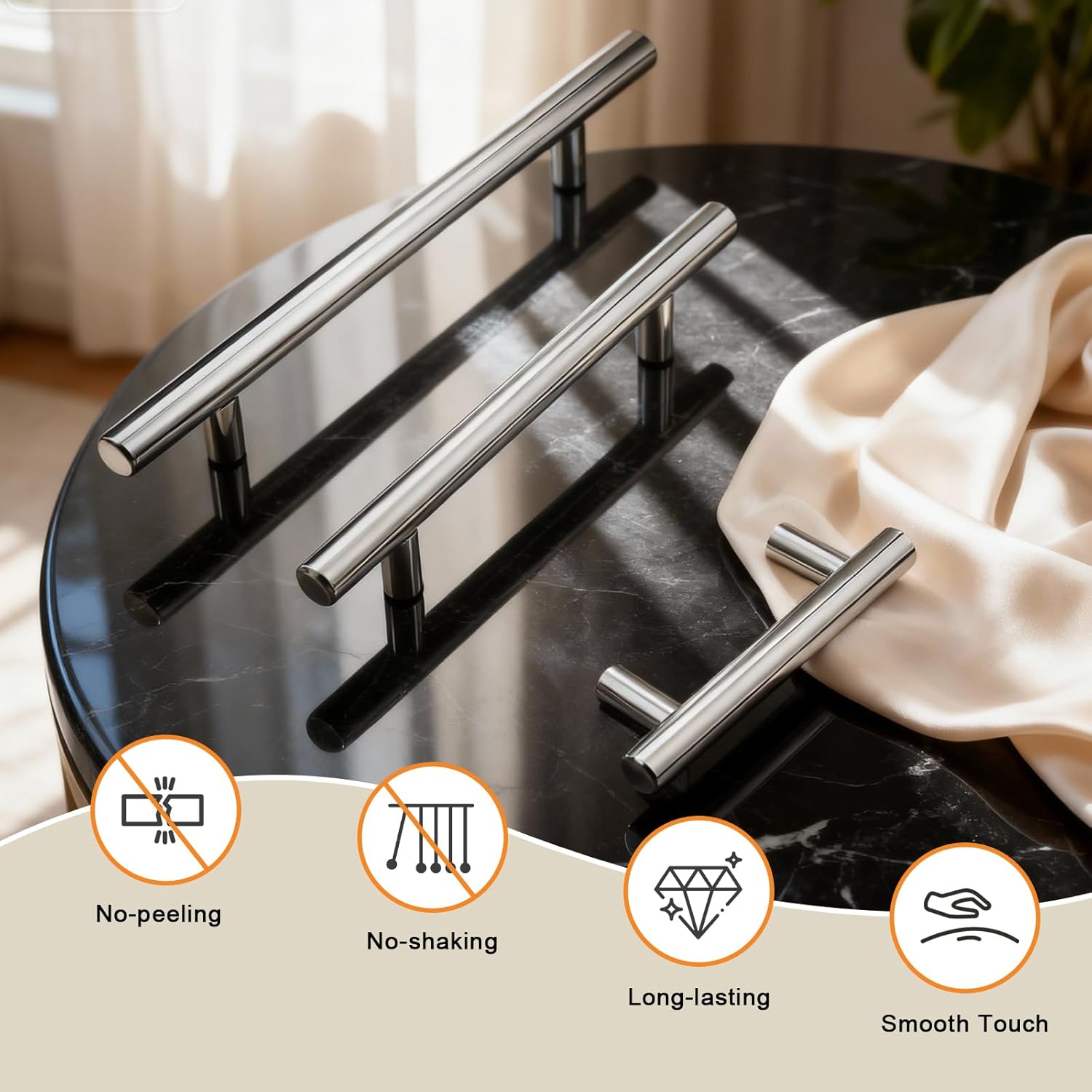 Gobrico 5 Pack 3 3/4 Cabinet Pulls, Chrome Cabinet Pulls, Stainless Steel Cabinet Handles Hole Center 3-3/4" (96mm), Dresser Drawer Pulls Durable and Modern for Kitchen Bathroom