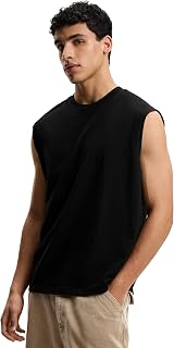 Three Times 5 Men's Sleeveless T-Shirt | 100% Cotton | Gym & Training Vest | Lightweight Tank Top for Workout, Running, Sp... Price In India