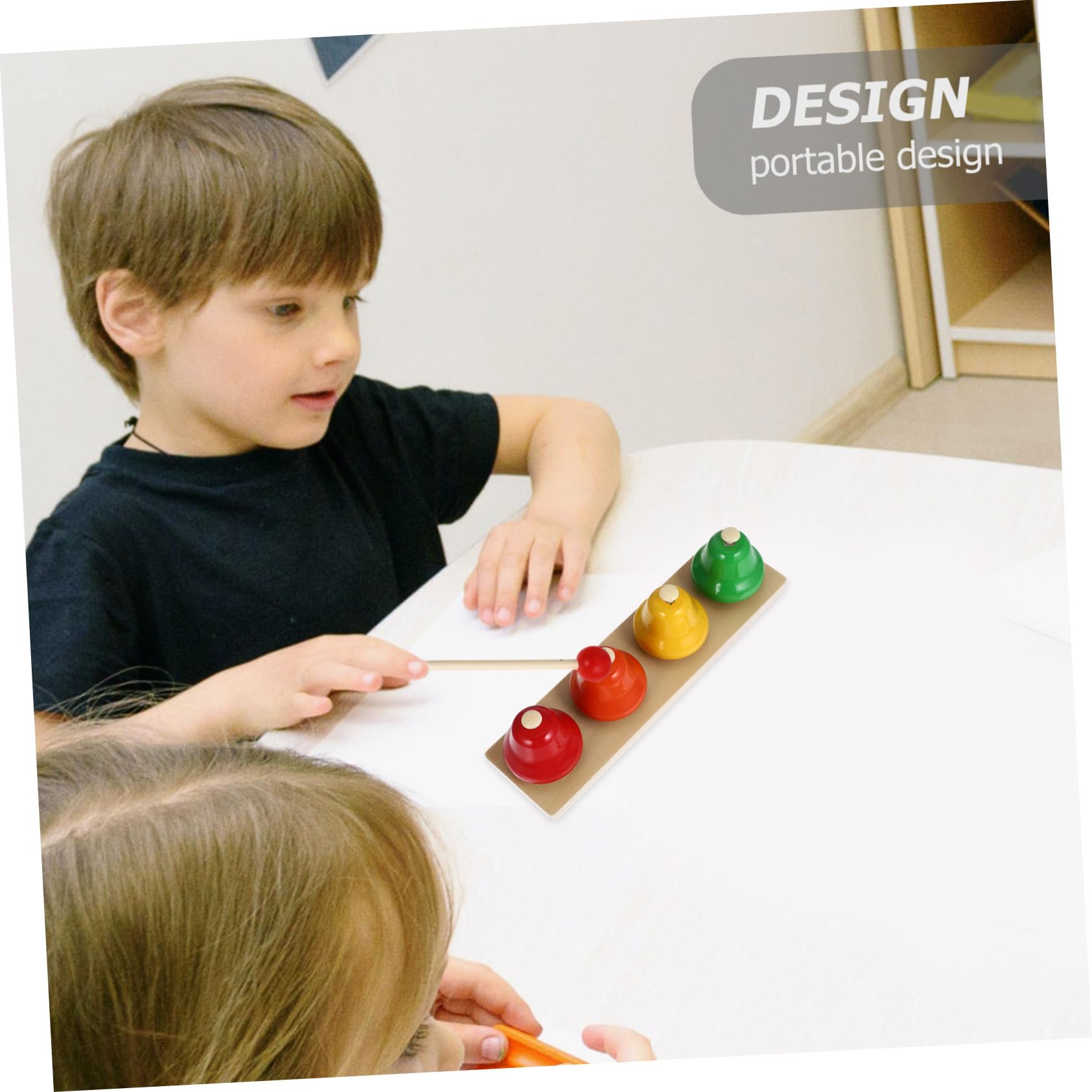 Juego de 2 Instrumentos de Percusión Infantil de Madera y Cobre, Juguetes de Campana Que Promueven la Coordinación Mano-Ojo y Diferentes Tonos para Niños Pequeños