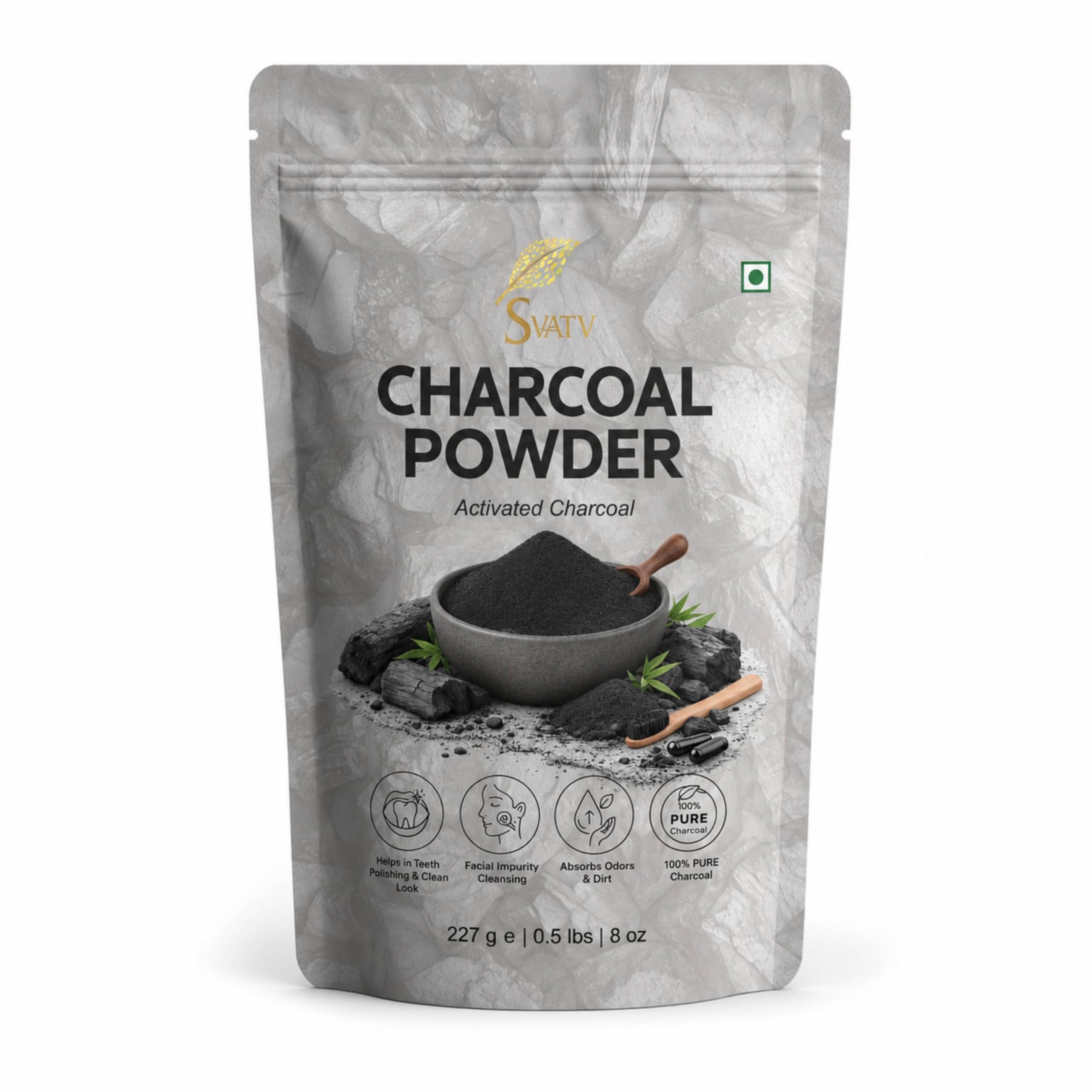 Activated Charcoal Powder | Kohle Pulver | Deep Cleanses & Detoxifies Skin & Hair | Ingredient for Tooth Powder | 8 oz 227 Gram Half Pound