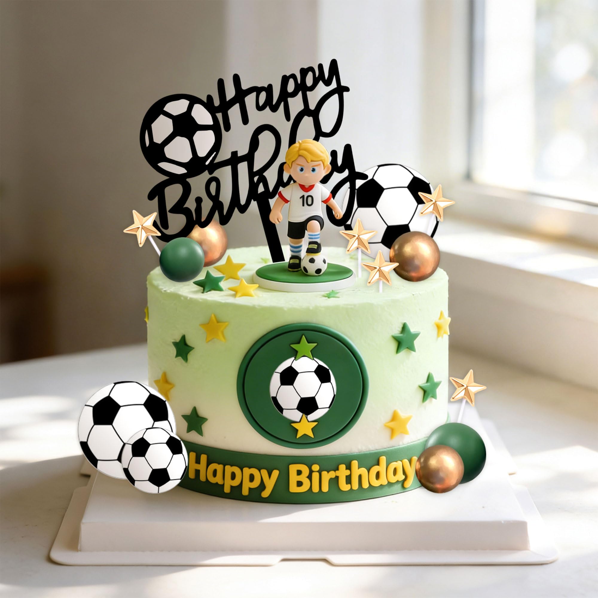 Soccer Cake Topper Soccer Ball Player Cake Decorations Football Birthday Cake Decoration for Men Soccer Sport Theme Birthday Party Supplies - Image 5