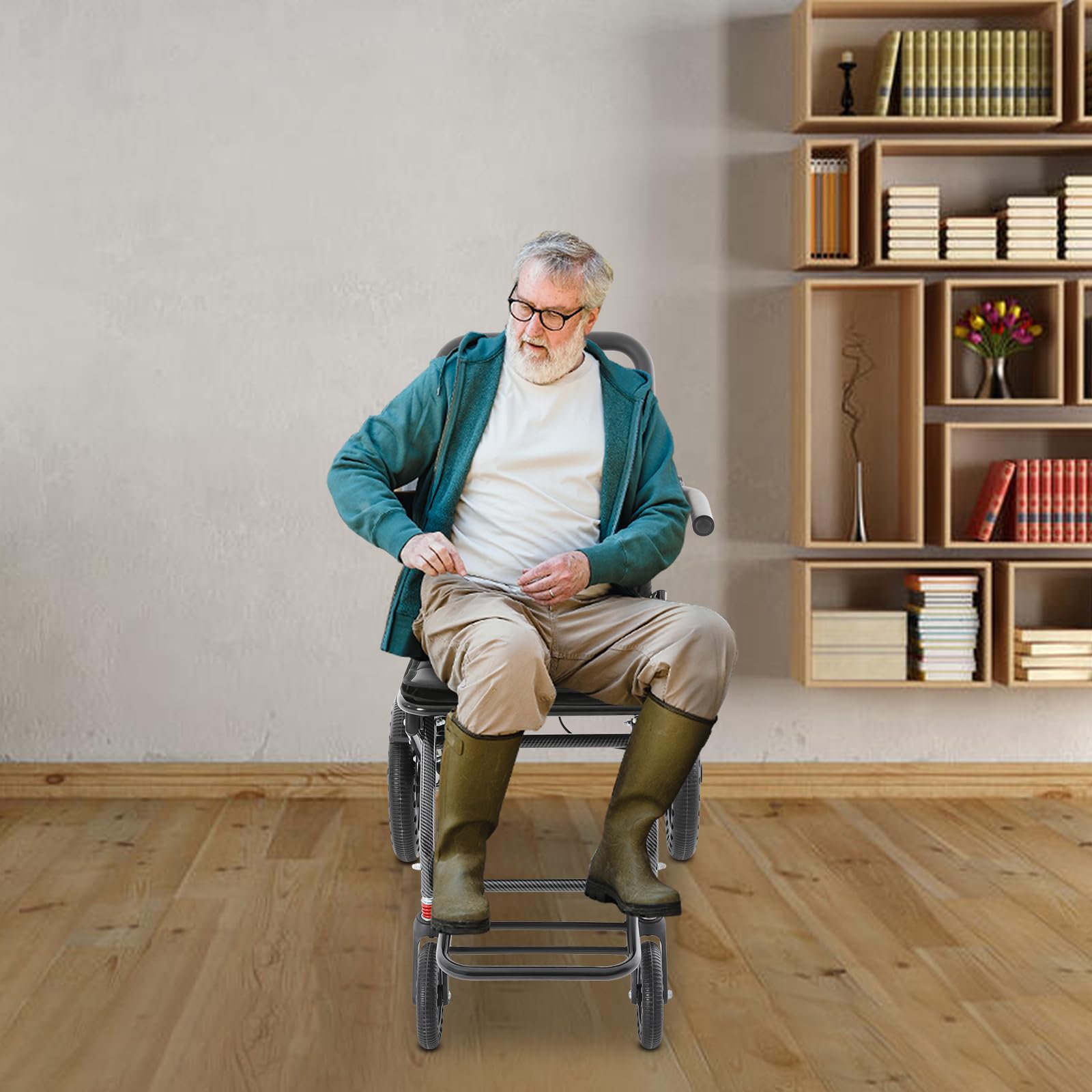 Silla de ruedas plegable ligera, silla de ruedas plegable, silla de ruedas de viaje con cojín de asiento y ruedas, silla de ruedas activa Dimensiones (desplegada)54 × 83 × 89 cm