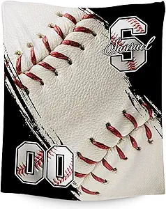 Custom Baseball Blanket, Soft Sport Throw Gifts with Name, Cozy Flannel Throw Blankets for Couch Office, 30"x40" Gift for Kids Boys