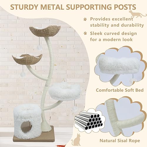 Miniatura 4 de Torre de gato pequeño para gatos, condominio para gatos de hasta 7 libras, escalera de escalada, árbol para gatos de interior con poste de