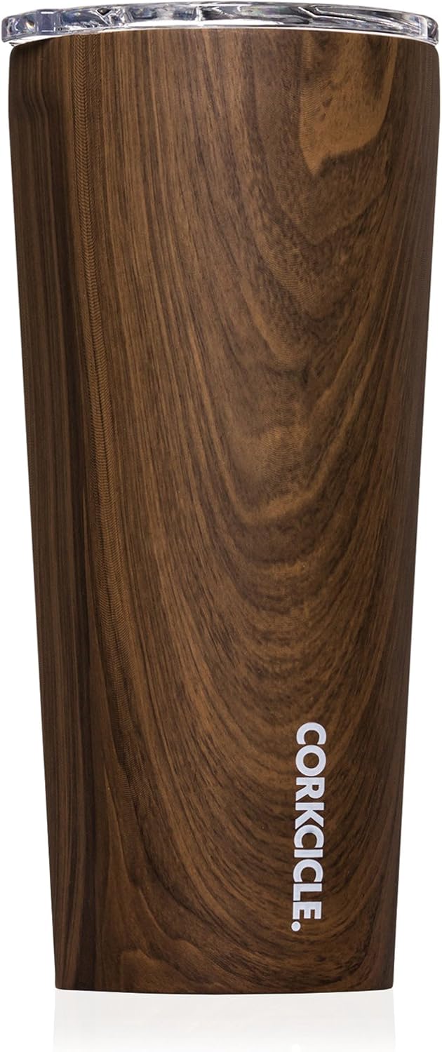 Corkcicle 24oz Tumbler - Classic Collection - Triple Insulated Stainless Steel Travel Mug, Walnut Wood