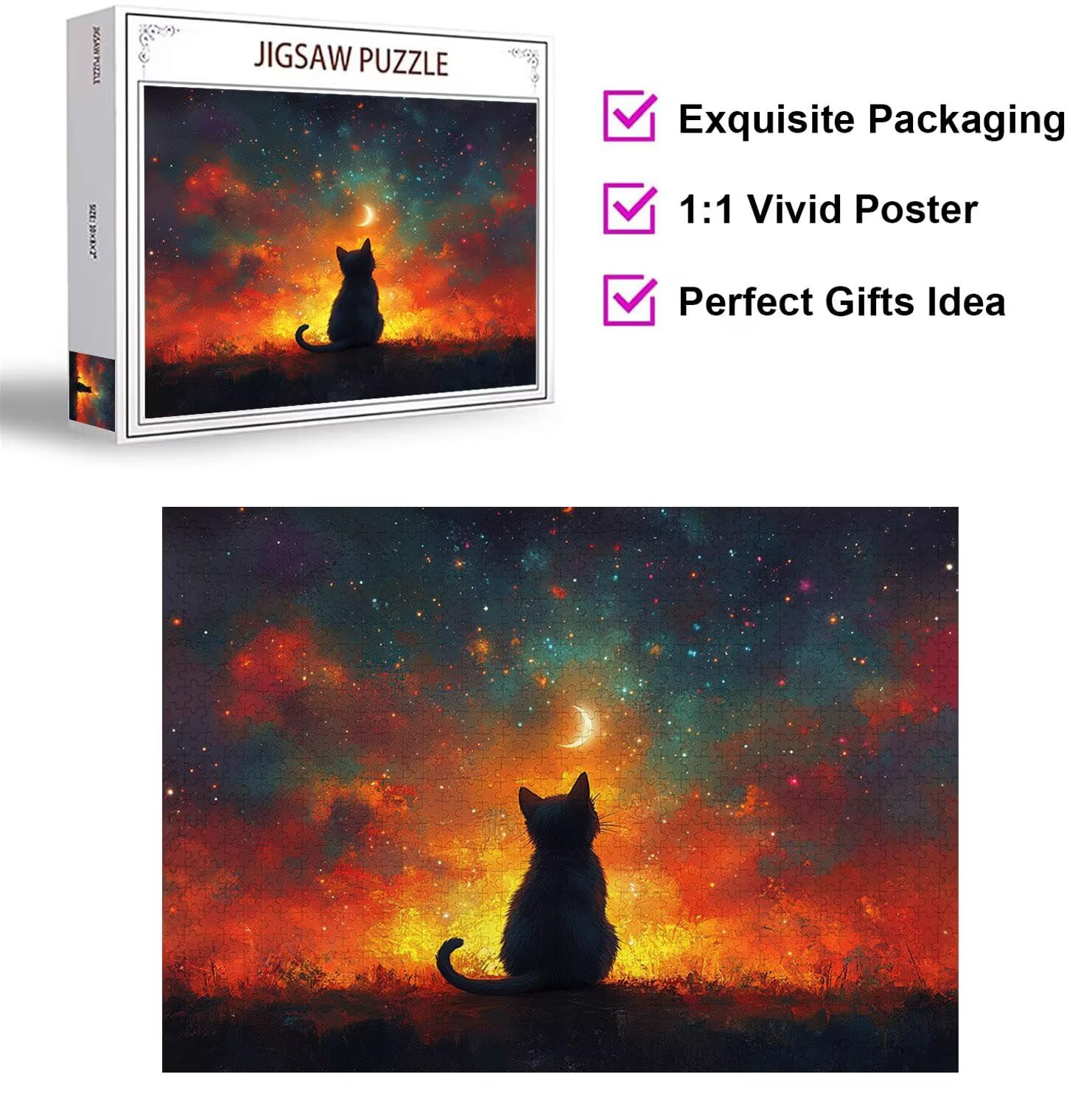 Puzzle 4000 sztuk 141 x 87 cm, Puzzle dla dorosłych Księżyc kot, n-853