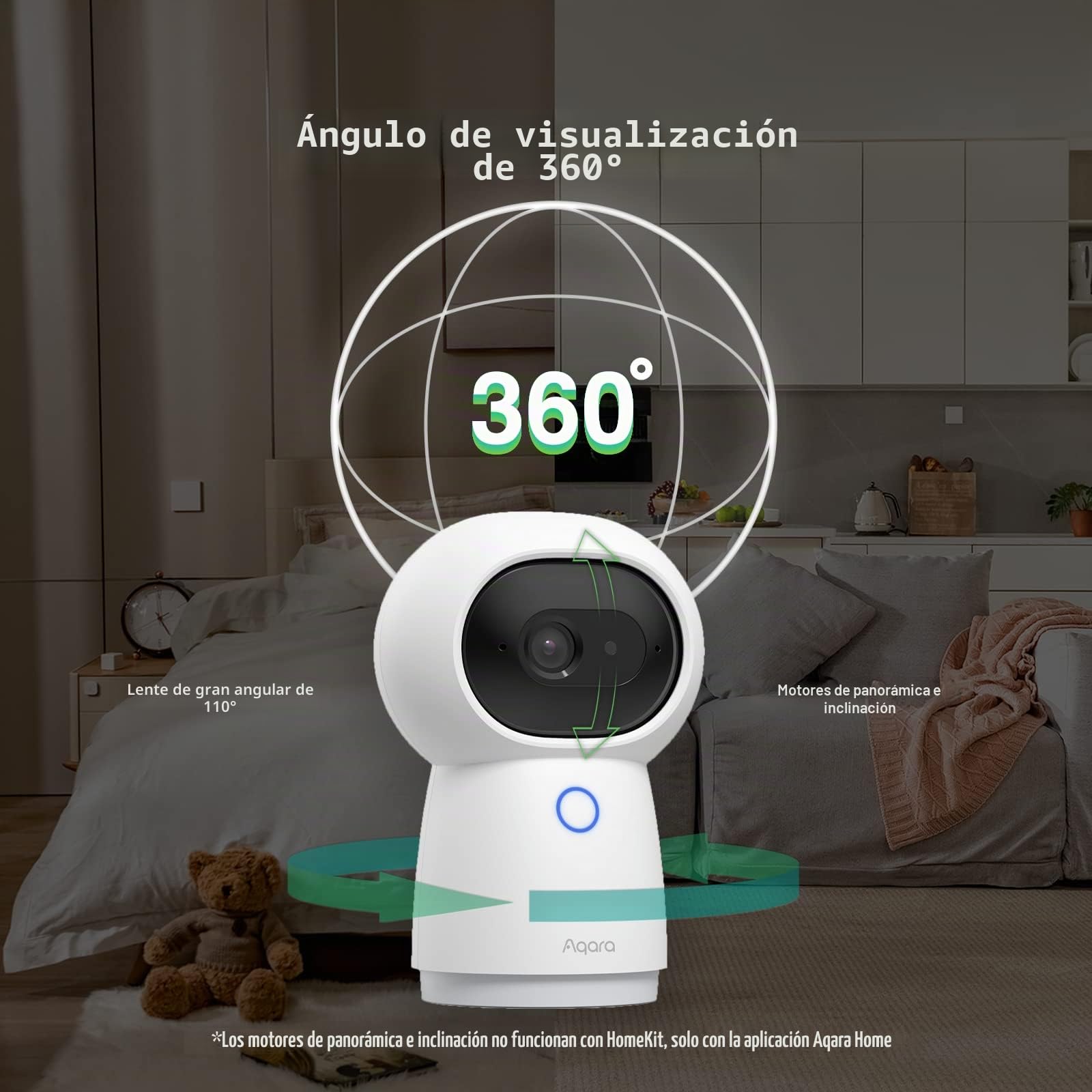 Aqara 2K Cámara Hub Interior G3, Reconocimiento Facial y Gestos con IA, Mando a Distancia IR, Ángulo de Visión de 360°, Compatible con HomeKit Secure Video, Alexa, Google Assistant, IFTTT