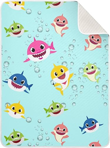Manta de algodón azul sonriente de tiburón para bebés, manta de recepción, manta ligera y suave para cuna, cochecito, manta de guardería, 30 x 40