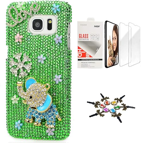 STENES Funda para Galaxy S9 Elegante 3D hecha a mano Serie Brillante Bling Elephant Snow Love Flowers Design Cover Compatible con Samsung Galaxy