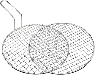SECFOU 2 Pçs Malha De Aço Inoxidável Para Churrasco Grelha Ao Ar Livre Grelha Para Bife Grelhadores A Carvão Grelha De Arame Grelha Redonda Para Conservas Grelha A Carvão Grelha Para