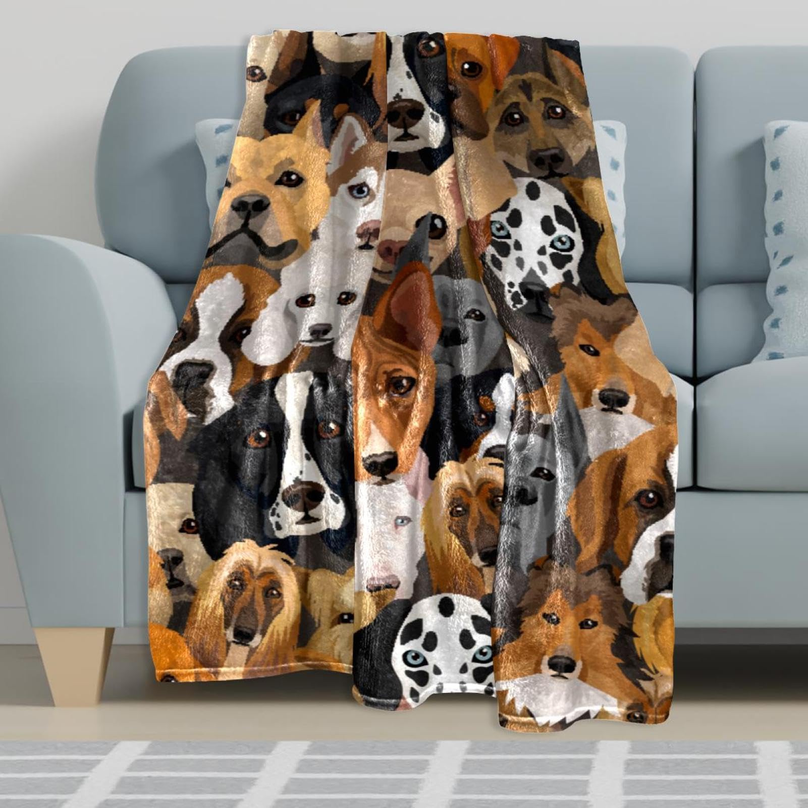 Couverture Polaire Chien Chiot Couverture Microfibre Chaude Et Douce Jeté De Canapé Couverture 150×200cm