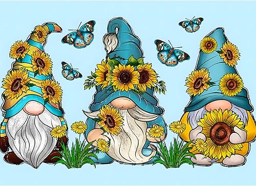 SENQAO Kits de pintura de diamantes de gnomos para adultos, kits de pintura de diamante de girasol, bricolaje 5D pintura de diamante de taladro