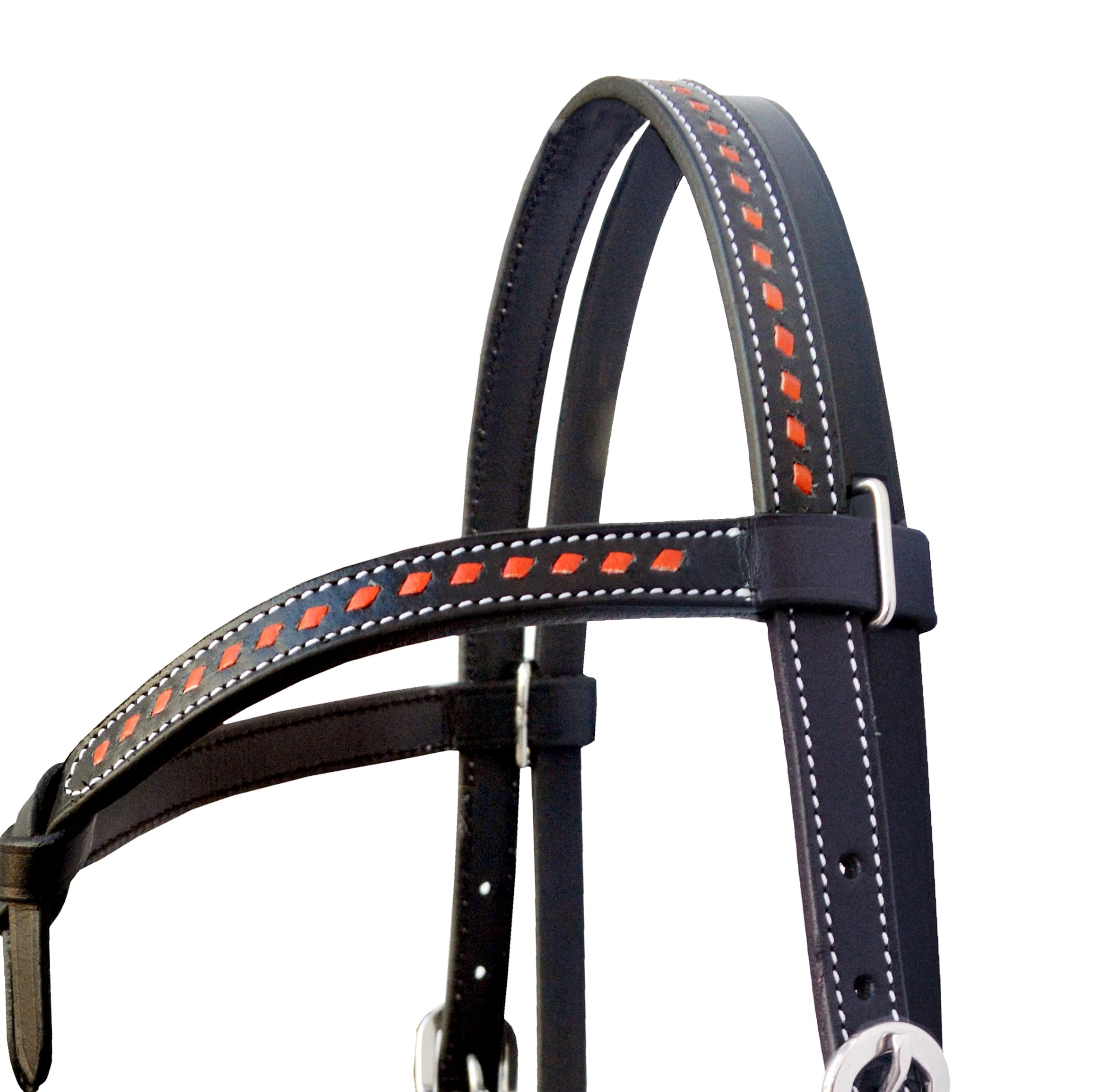 Caballo ecuestre Tack Western Headstall Bridle trenzado a mano rojo crudo cuero tejido en futuridad nudo BrowBand cuero de color negro