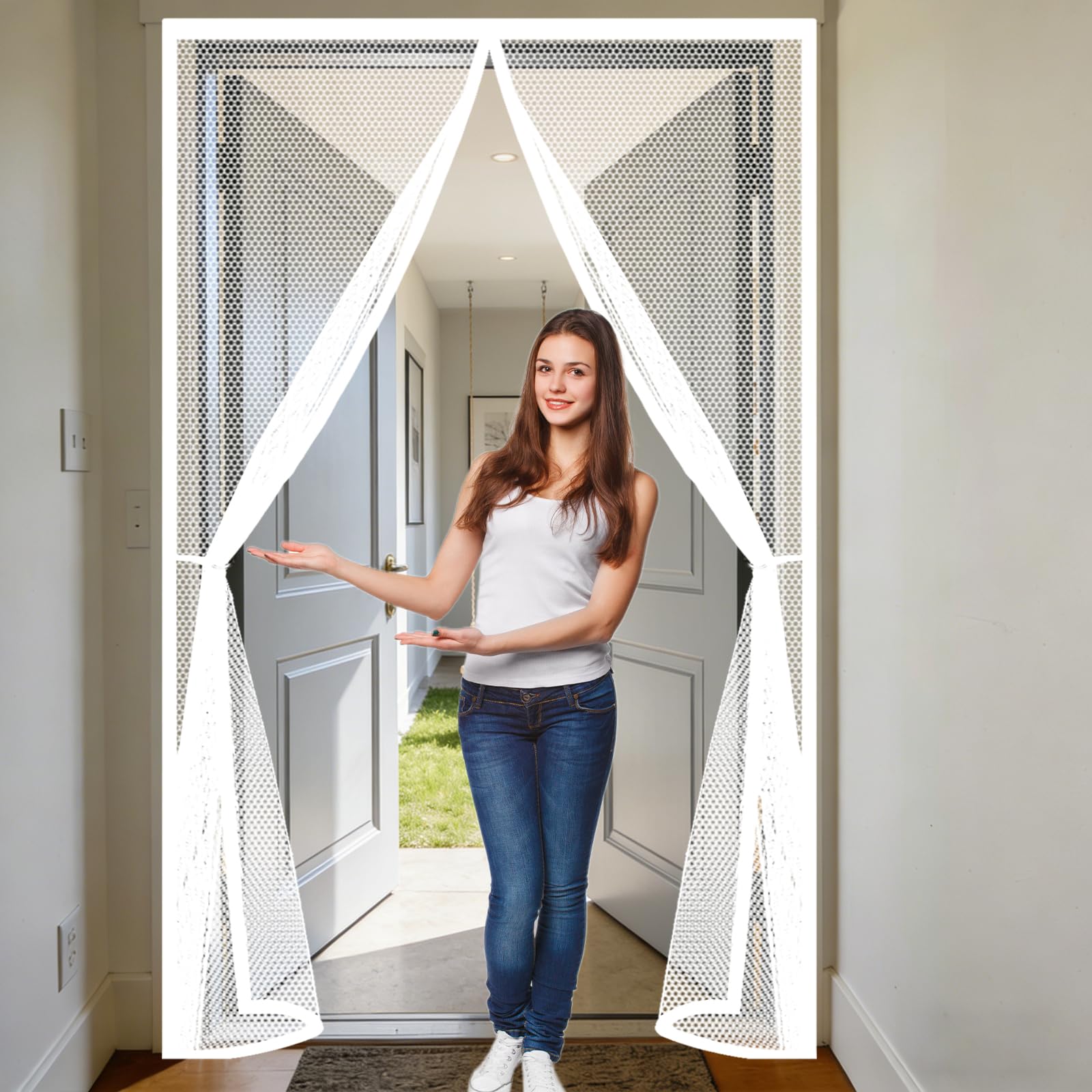 Moustiquaire magnétique 145x280 robuste en blanc pour équiper vos grands accès de terrasse