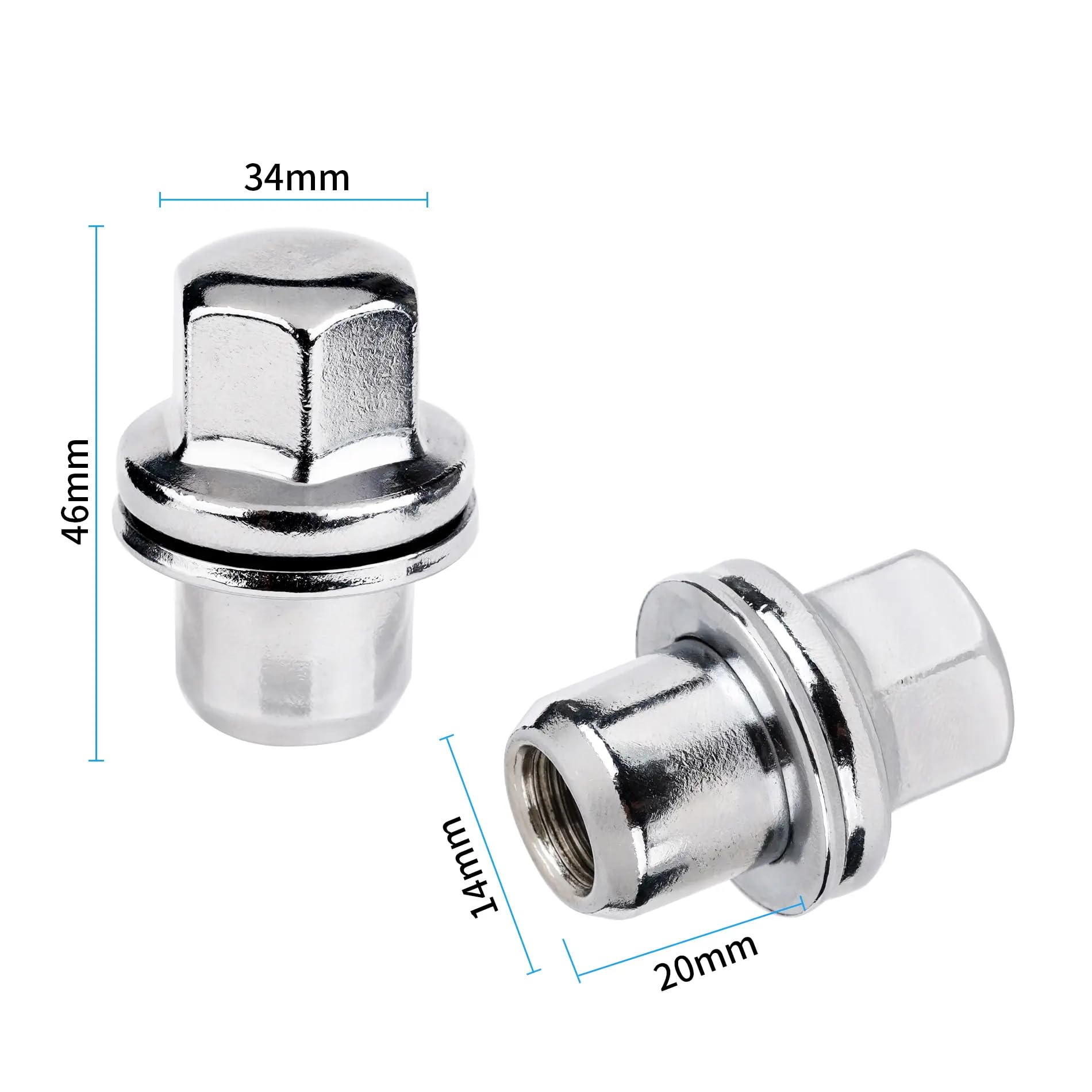 20 dadi ruota LR068126 RRD500290 anteriori e posteriori - Bulloni ruota in acciaio inossidabile per Land Rover Discovery IV, Range Rover III Sport L320 - Argento