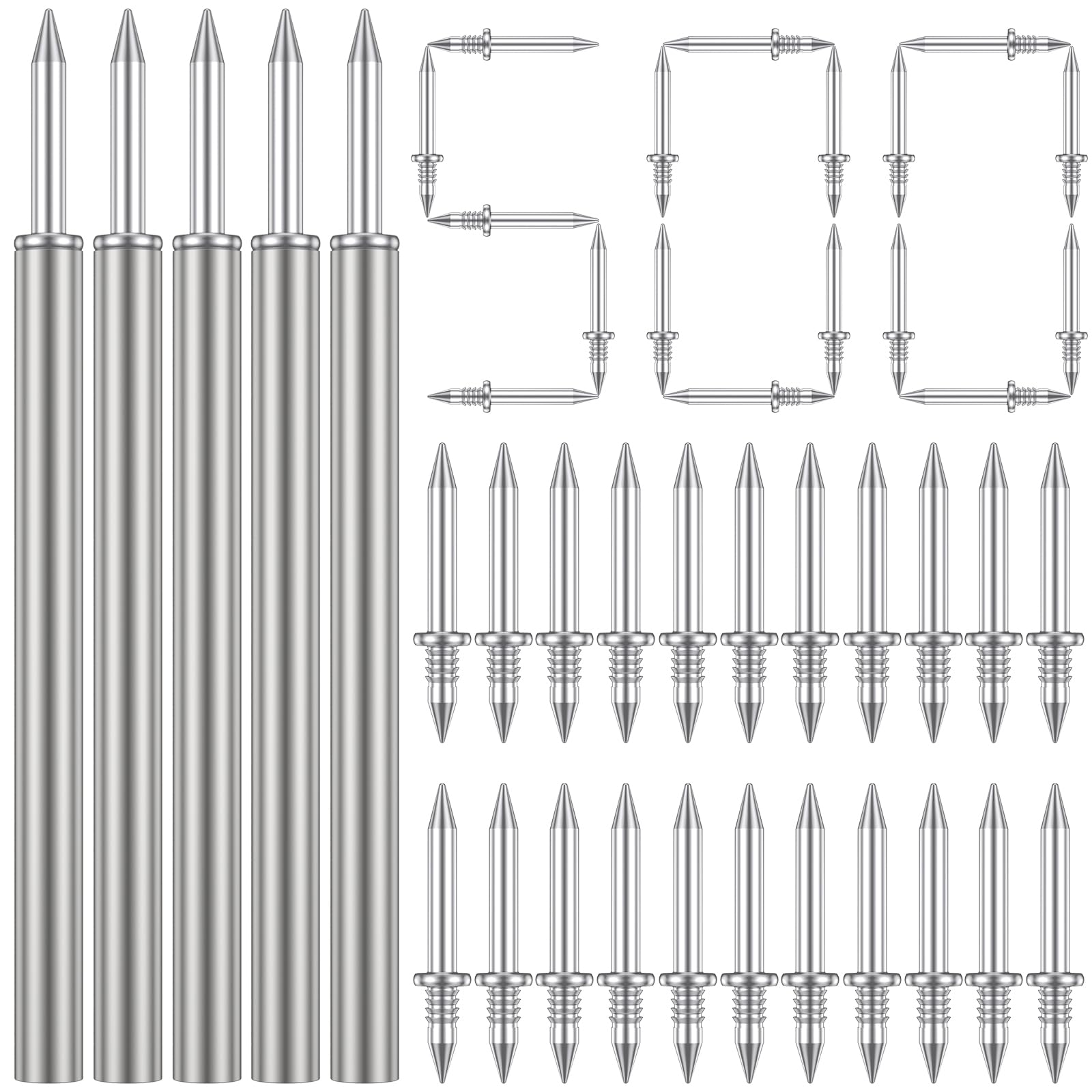 500PCS Double-Head Skirting Thread Seamless Nail, Invisible Security Screws, Metal Skirting Line Without Marks Nail, Rust-Proof No Trace Skirting Thread Screws Set with 5 Rods for Skirting Line