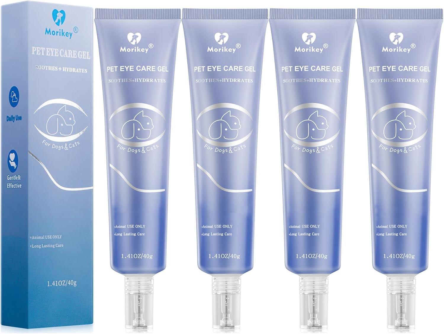 Pet Eye Cleansing Gel for Dogs & Cats, Daily Eye Care, Pet Tear Stain Cleaner, Gentle Tear Stain & Secretions Remover for Pet Daily Use, 4 Pack