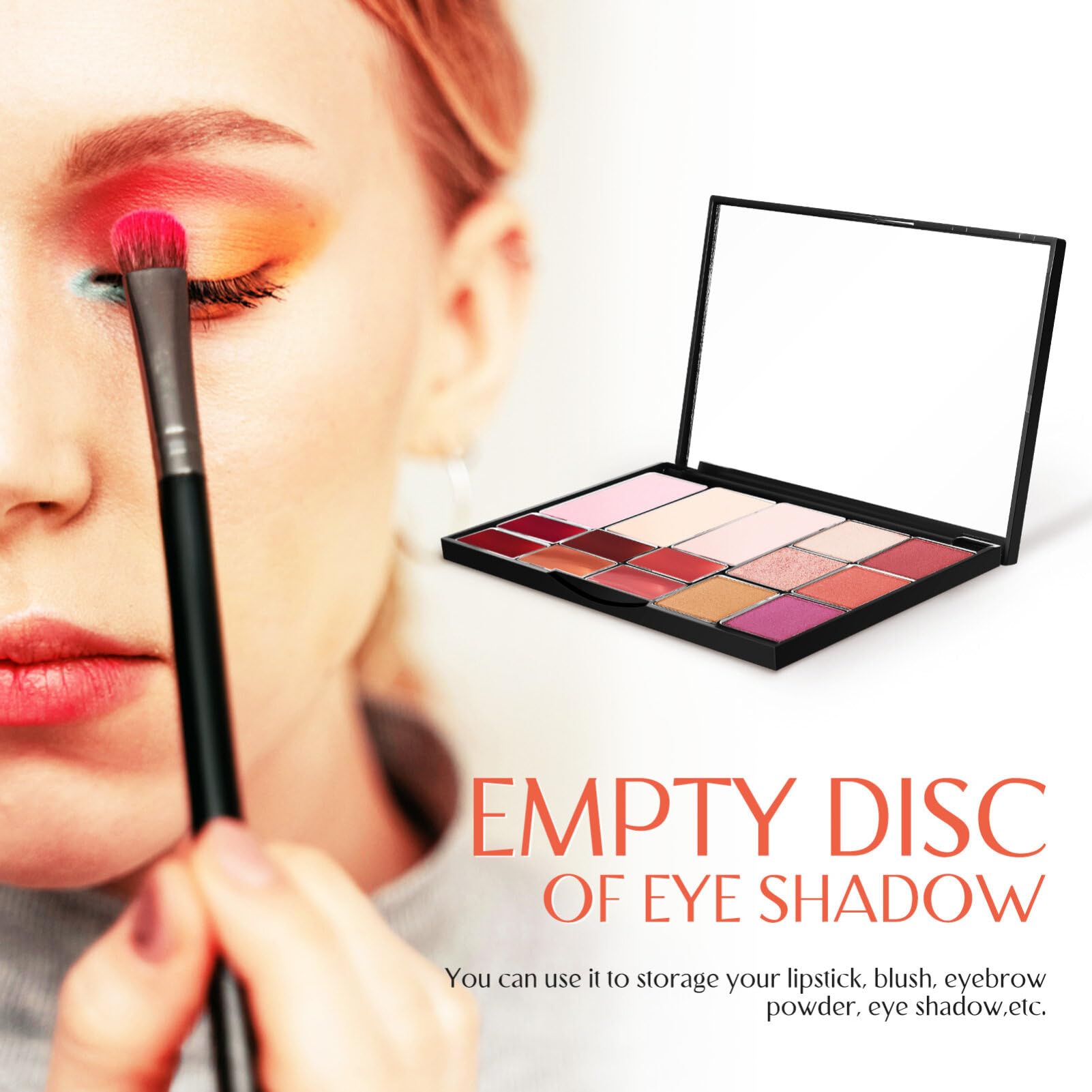 FRCOLOR Empty Magnetic Eyeshadow Makeup Palette with Cosmetic Mirror 15 Grids Metal Pans Makeup Palette for Eyeshadow Lipstick Blush Powder - Image 2