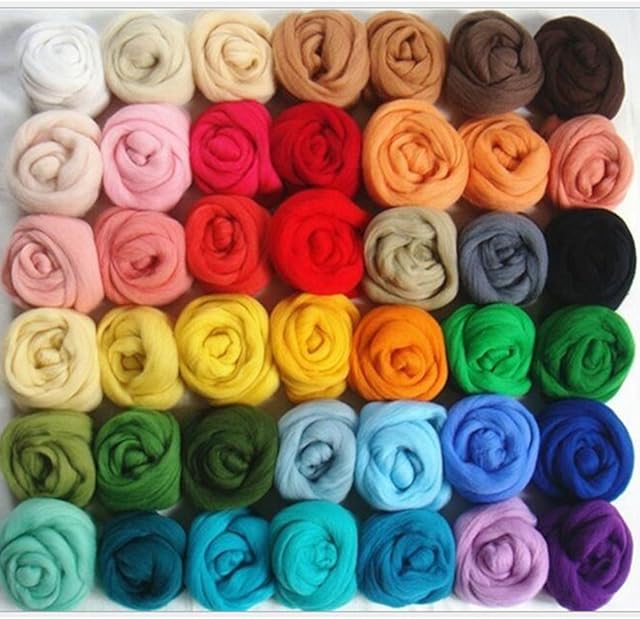 Rosenice 36 Colours Wool Roving Wool Knitting Yarn Fibre Wool for Needle Felting Hand Spinning