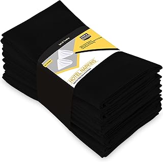Utopia Kitchen Black Cloth Napkins [12 Pack, 18x18 Inch] Cotton Blend Washable and Reusable Table Dinner Napkins for Hote...