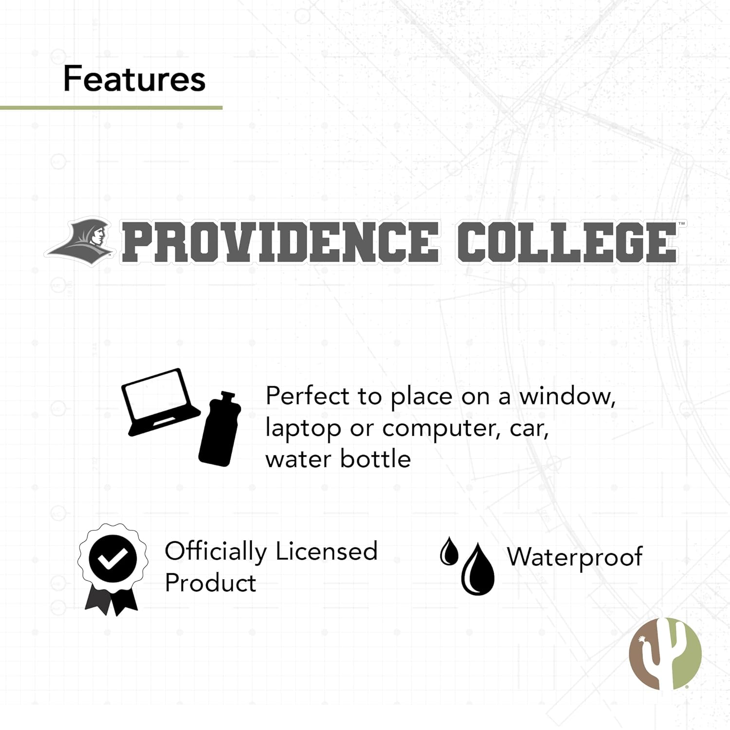 Desert Cactus Providence College Sticker Friars Name Logo Vinyl Decal Laptop Water Bottle Car Scrapbook (15 Inch Sticker) - Image 4
