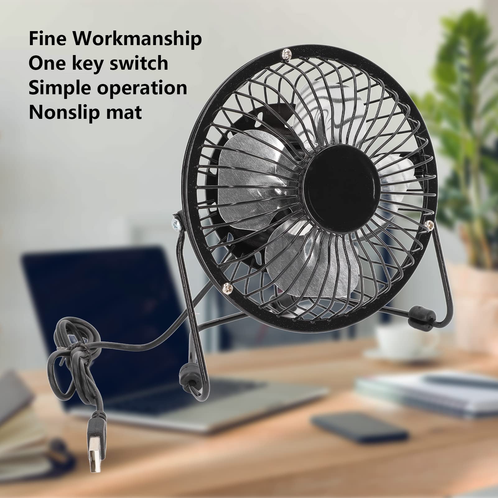 NATUCE Mini Ventilatore USB da Scrivania in Metallo 4 Pollici Ventilatori da Tavolo Ventola USB Silenzioso Portatile con 360° Rotante Compatibile con Notebook Computer PC per la Casa Ufficio