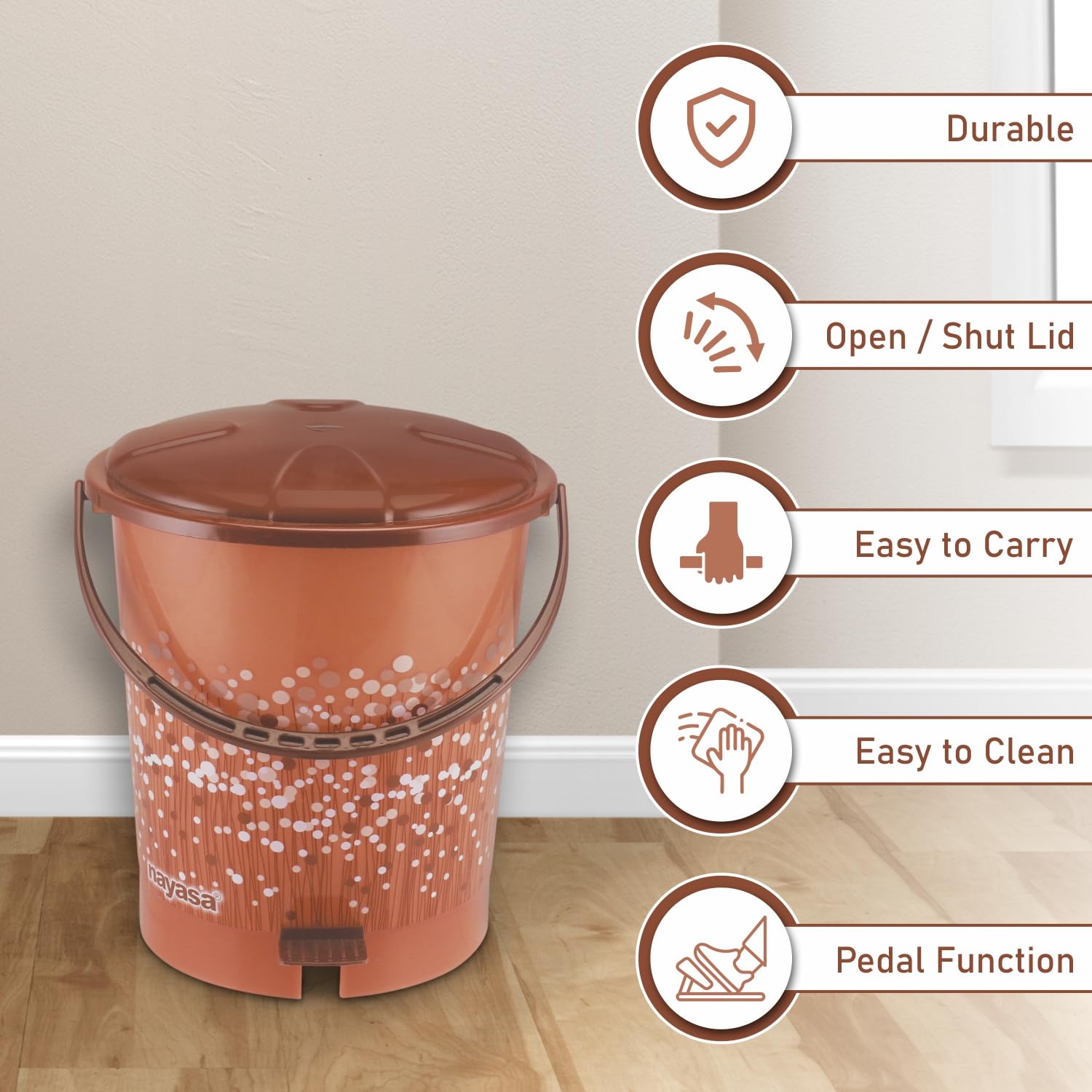 Nayasa Funk Pedal Bin - Step-On Waste Bin -4
