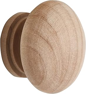 15pcs Wood Drawer Knobs, Unfinished Wooden Cabinet Dresser Knobs Furniture Pull Handles (Diameter: 1.34 Inches, Height: 1 Inch)