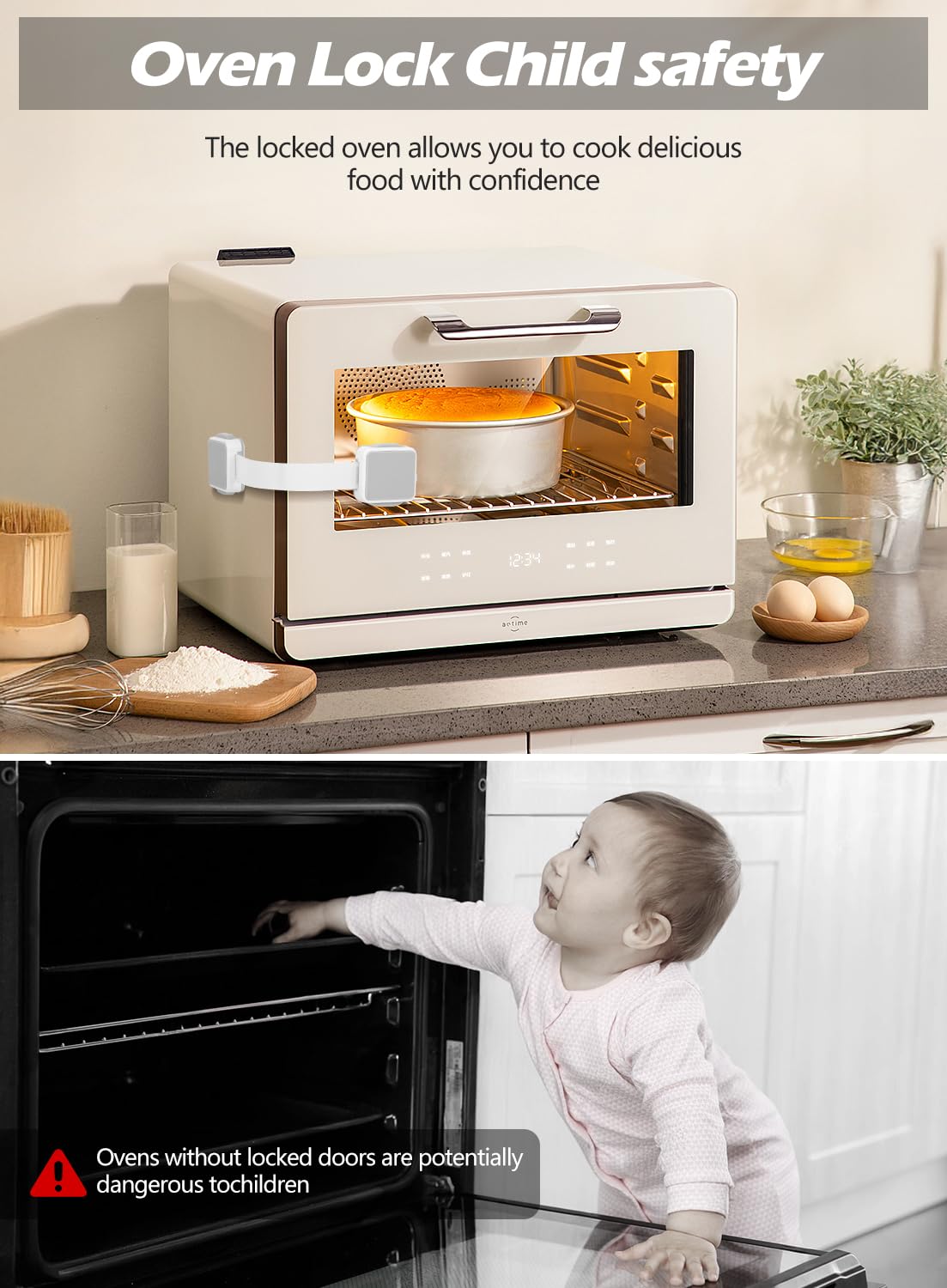 Paquete de 6 cerraduras de seguridad a prueba de bebés seguras para niños, para puertas de armarios, cajones, frigoríficos, horno, lavavajillas, asiento de inodoro y tapa, cierres y correas ajustables — view 6