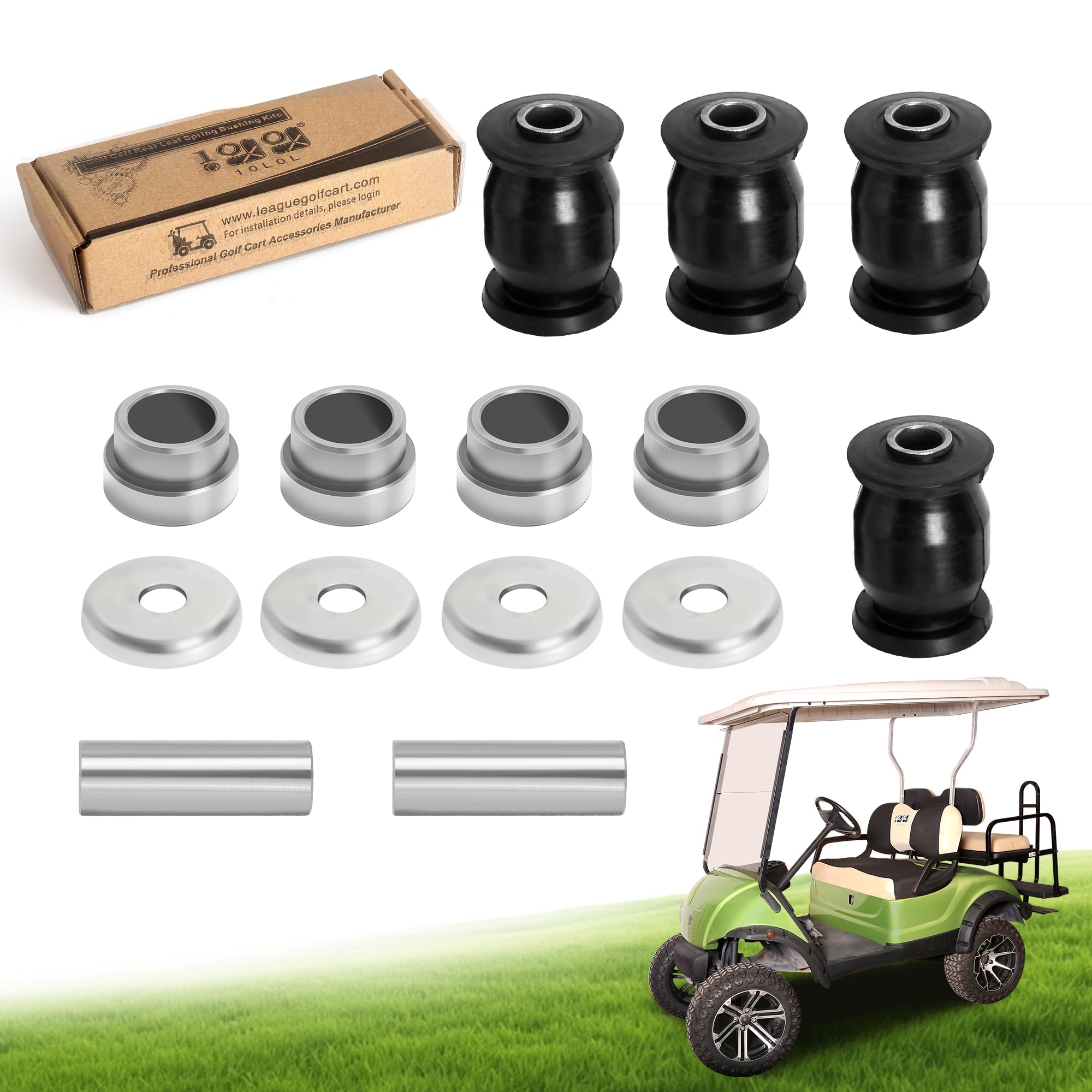 10L0L Golf Cart Front Lower Arm Bushing Kit for Yamaha G22 G29, Front Control Arm Bush Collar Thrust Cover OEM 2HR-23526-00-00, 90381-18001-00, 90387-